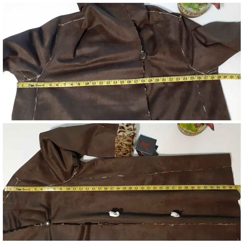 💎NEW Adrienne Landau Brown/Leopard Faux Fur Coat - Picture 9 of 11